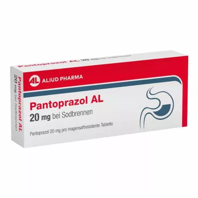 PANTOPRAZOL AL 20 mg za zgago, tablete za želodčni sok, 7 kosov