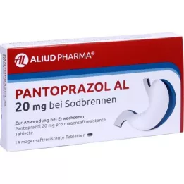 PANTOPRAZOL AL 20 mg za zgago, tablete za želodčni sok, 14 kosov