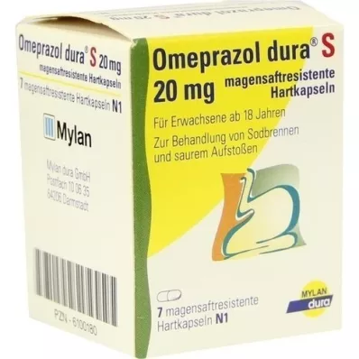 OMEPRAZOL dura S 20 mg gastrorezistentne trde kapsule, 7 kosov