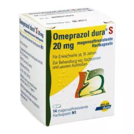 OMEPRAZOL dura S 20 mg enterično obložene trde kapsule, 14 kosov