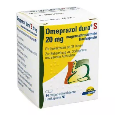 OMEPRAZOL dura S 20 mg enterično obložene trde kapsule, 14 kosov