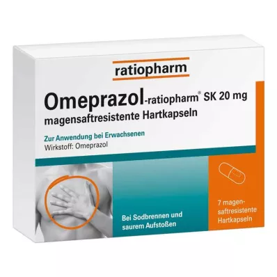 OMEPRAZOL-ratiopharm SK 20 mg trde kapsule z želodčnim sokom, 7 kosov