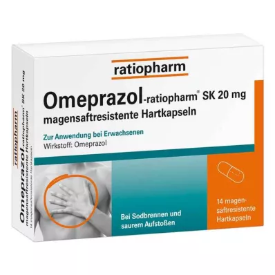 Omeprazol ratiopharm SK 20 mg gastrorezistentne trde kapsule, 14 kos