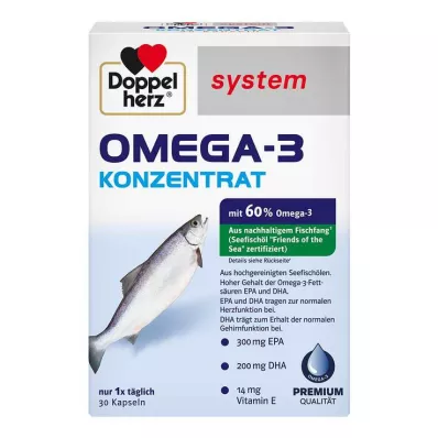 DOPPELHERZ Koncentratni sistem kapsul Omega-3, 30 kosov