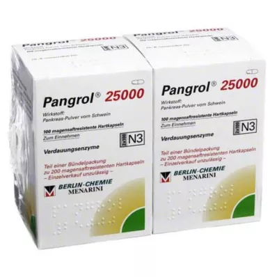 Pangrol 25000 trde kapsule z gastrorezistentno ovojnico, 200 kosov