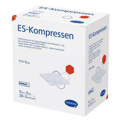 ES-Komprese sterilne 5x5 cm veliko pakiranje, 20x5 kosov ES-Komprese sterilne 5x5 cm veliko pakiranje, 20x5 kosov