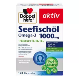 DOPPELHERZ Morsko ribje olje Omega-3 1.000 mg+Fols.Caps., 120 kapsul