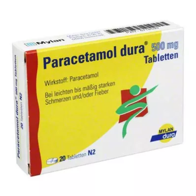 Paracetamol dura® 500 mg tablete, 20 kos Paracetamol dura® 500 mg tablete, 20 kos