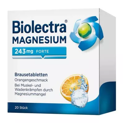 BIOLECTRA Magnezij 243 mg forte Orange šumeče tablete, 20 kosov