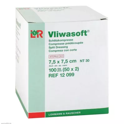VLIWASOFT Kompresi z razpoko 7,5x7,5 cm sterilni 4l, 50X2 kosov VLIWASOFT Kompresi z razpoko 7,5x7,5 cm sterilni 4l, 50X2 kosov