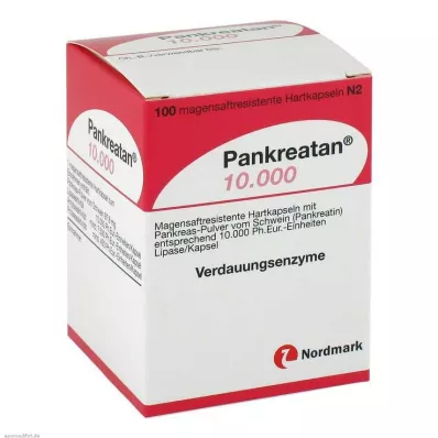 PANKREATAN 10.000 gastrorezistentnih trdih kapsul, 100 kosov
