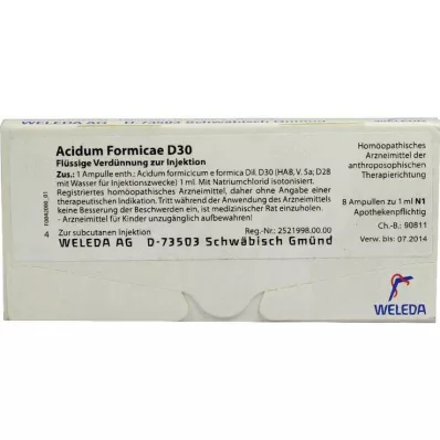 Acidum Formicae D 30 ampul, 8 kos Acidum Formicae D 30 ampul, 8 kos