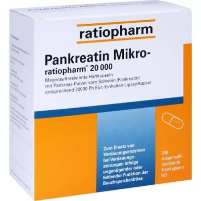 PANKREATIN Micro-ratio.20.000 želodčni sok trde kapsule, 200 kosov