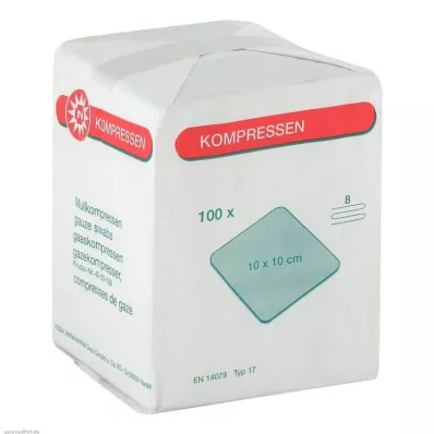 MULLKOMPRESSEN 10x10 cm nesterilni 8x, 100 kosov