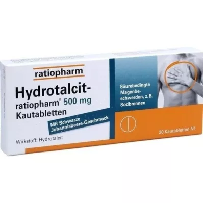 HYDROTALCIT-ratiopharm 500 mg žvečljive tablete, 20 kosov