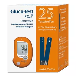 GLUCO TEST Testni trakovi za merjenje glukoze v krvi Plus, 25 kosov