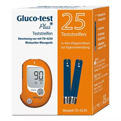 GLUCO TEST Testni trakovi za merjenje glukoze v krvi Plus, 25 kosov