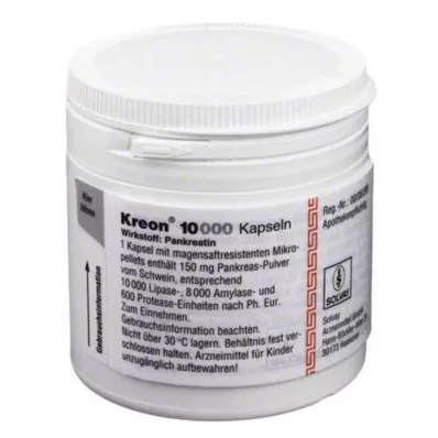 Kreon 10.000 trde kapsule z gastrorezistentno obloženimi peletami, 200 kosov Kreon 10.000 trde kapsule z gastrorezistentno obloženimi peletami, 200 kosov
