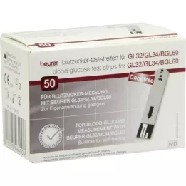 BEURER GL32/GL34/BGL60 Testni trakovi za merjenje glukoze v krvi, 50 kosov