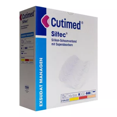Cutimed Siltec penasta obloga 10x10 cm nežno lepljiva, 12 kosov