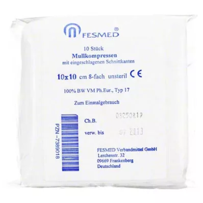 MULLKOMPRESSEN ES 10x10 cm nesterilni 8x, 10 kosov