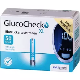 GLUCOCHECK XL Testni trakovi za merjenje glukoze v krvi, 50 kosov