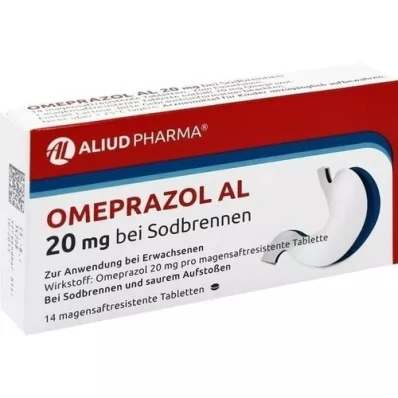 OMEPRAZOL AL 20 mg b.Sodbr.tablete za želodčni sok, 14 kosov