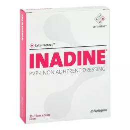 INADINE Mazilo gaza w. PVP Jod. 5x5cm, 25 kosov