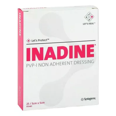 INADINE Mazilo gaza w. PVP Jod. 5x5cm, 25 kosov