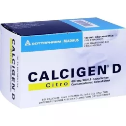 CALCIGEN D Citro 600 mg/400 I.U. žvečljive tablete, 120 kapsul