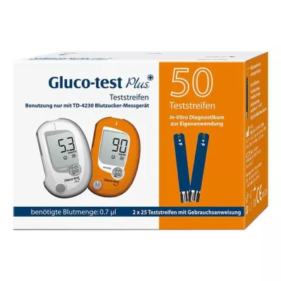 Testni lističi Gluco-test Plus, 50 kos Testni lističi Gluco-test Plus, 50 kos