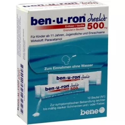 BEN-U-RON direktno 500 mg granule jagoda/vanilija, 10 kosov