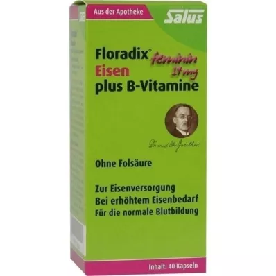 FLORADIX Kapsule železo plus vitamini B, 40 kosov