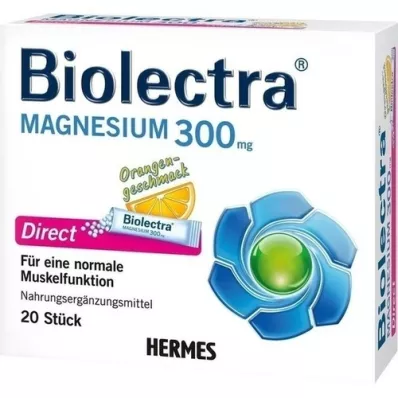 BIOLECTRA Magnezij 300 mg Direct Orange Sticks, 20 kosov