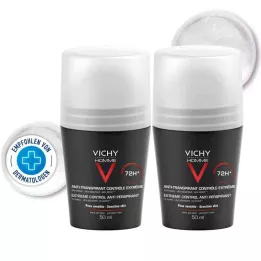 VICHY HOMME Dezodorant roll-on antiperspirant 72h DP, 2X50 ml