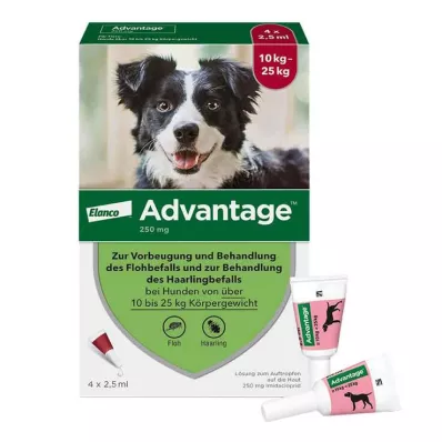 ADVANTAGE 250 raztopina za pse 10-25 kg, 4 kosi