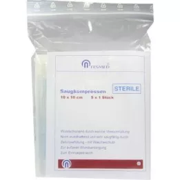 SAUGKOMPRESSEN sterilno 10x10 cm, 5X1 kos