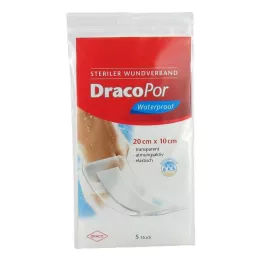 DRACOPOR vodoodporna obloga za rane 10x20 cm, sterilna, 5 kosov