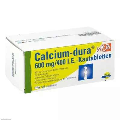 Calcium Dura Vit D3 600 mg / 400 IU žvečljive tablete, 120 kos Calcium Dura Vit D3 600 mg / 400 IU žvečljive tablete, 120 kos