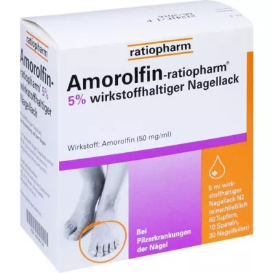 AMOROLFIN-ratiopharm 5-odstotni lak za nohte z aktivno sestavino, 5 ml