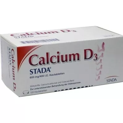 CALCIUM D3 STADA 600 mg/400 I.U. Žvečljive tablete, 120 kapsul