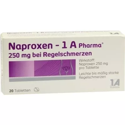 NAPROXEN-1A Pharma 250 mg tablete za menstrualne bolečine, 20 kosov