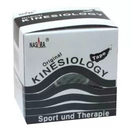 NASARA Kineziološki trak 5 cmx5 m črn, 1 kos