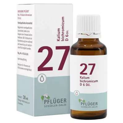 Biokemija Pflueger 27 Kalium bichromicum D 6 kapljic, 30 ml Biokemija Pflueger 27 Kalium bichromicum D 6 kapljic, 30 ml