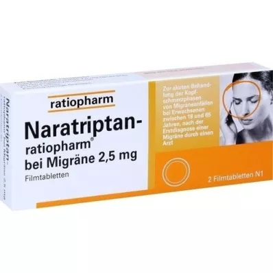 NARATRIPTAN-ratiopharm za migreno filmsko obložene tablete, 2 kosa