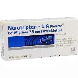 NARATRIPTAN-1A Pharma za migreno 2,5 mg filmsko obložene tablete, 2 kosa