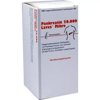 PANKREATIN 20.000 Laves Mikro želodčni sok trde kapsule, 100 kosov