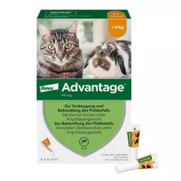 ADVANTAGE 40 mg raztopina za male mačke/ male okrasne kunce, 4X0,4 ml
