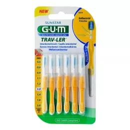 GUM TRAV-LER 1,3 mm rumena jelkasta medzobna + 6 kapic, 6 kosov