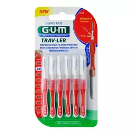 GUM TRAV-LER 0,8 mm sveča rdeča medzobna + 6 čepkov, 6 kosov